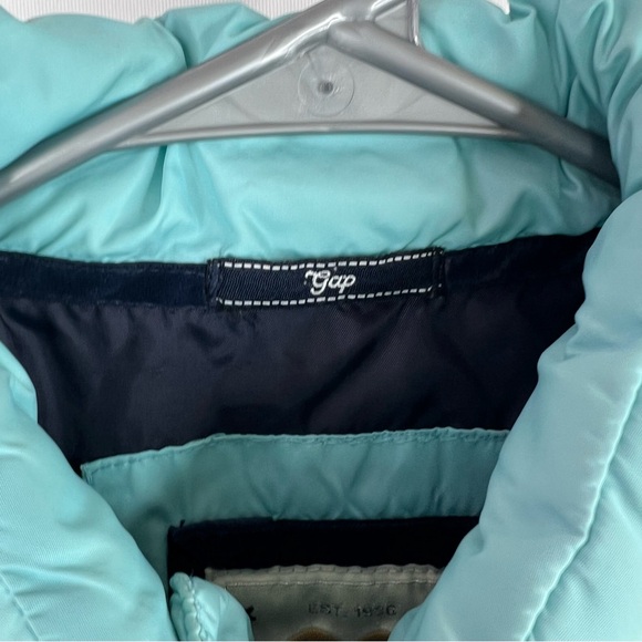 GAP vest puffer zip up warm cozy layer Aqua Blue Puffer Vest - Picture 4 of 7